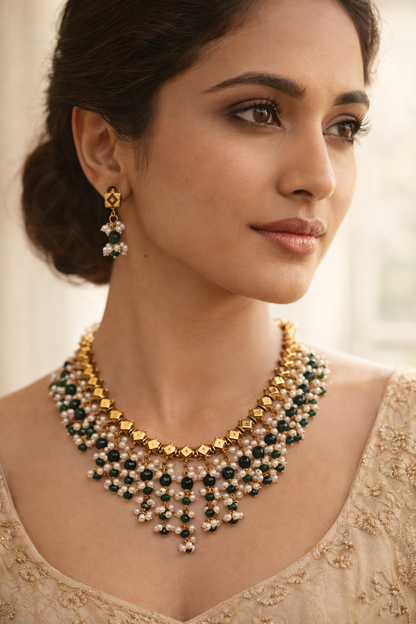 Classic Gold-Finished Polki Necklace Set
