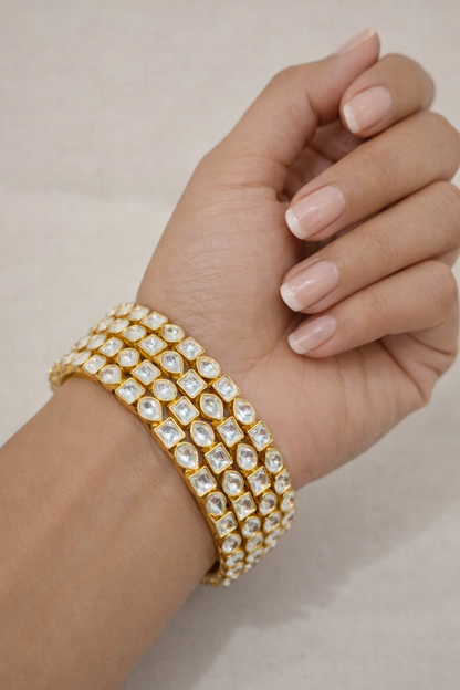 Uncut Kundan Polki Gold-Plated Bangle(set of 4)