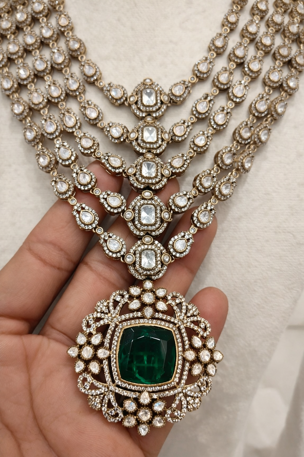 Multi Layer Statement Mossinite necklace