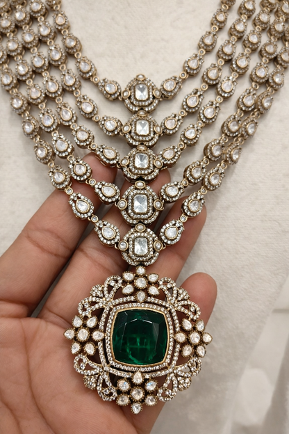 Multi Layer Statement Mossinite necklace