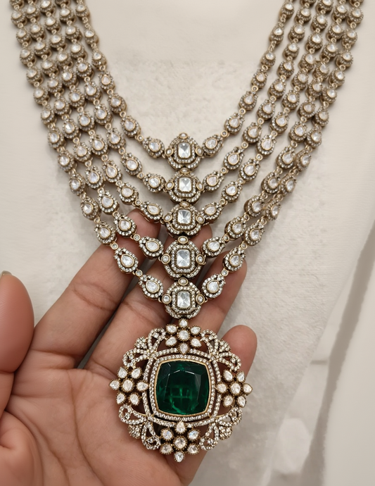 Multi Layer Statement Mossinite necklace-G3512300