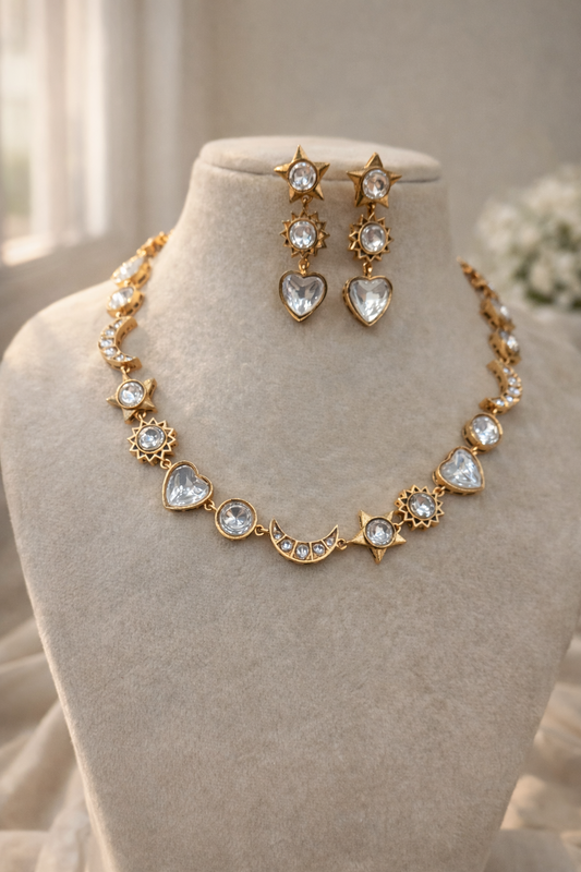 Star Moon Moissainite Necklace