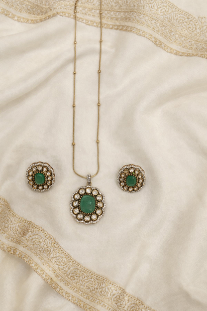 Victorian Emerald Pendant Set