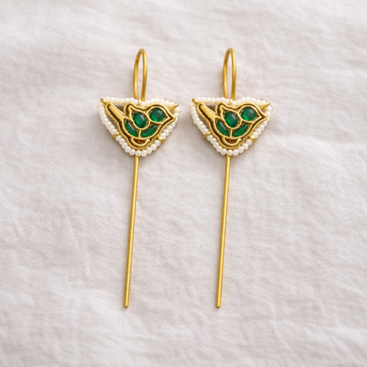 Jadav Green Parot Needle Ear Cuffs-G35700