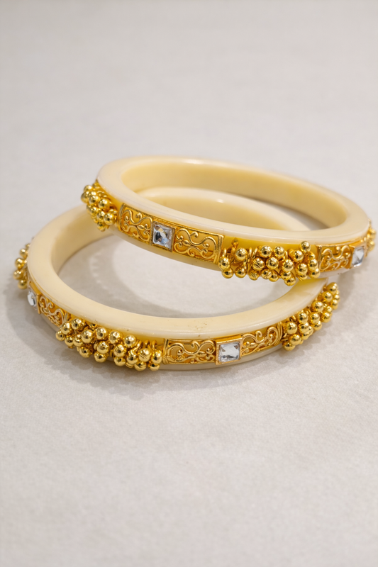 Ivory Gold Traditional Ghungroo Bangle-G351200