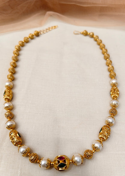 Gold-Plated Pearl Mala Necklace-G171200