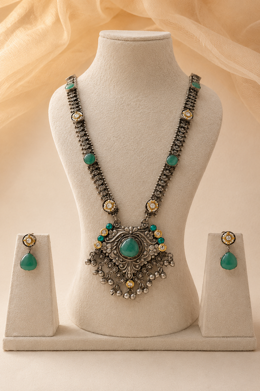 German Silver Long Necklace Set-G352900