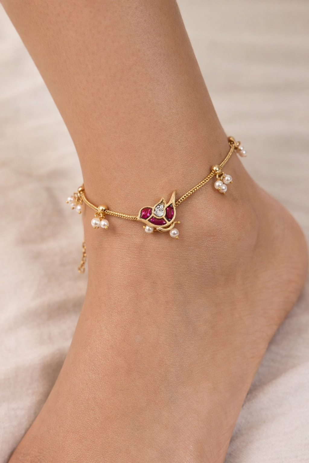Pachi Kundan Gold-Plated Anklet(Payal)-G75800