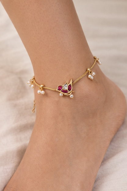Pachi Kundan Gold-Plated Anklet(Payal)-G75800
