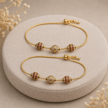 Victorian Gold-Plated Anklet(Payal)-G75600