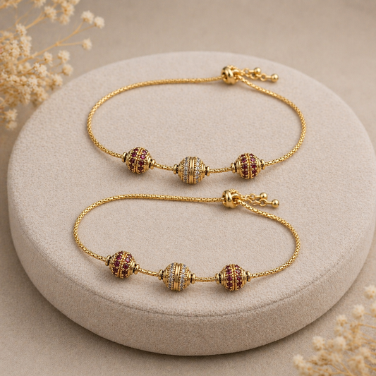 Victorian Gold-Plated Anklet(Payal)-G75600