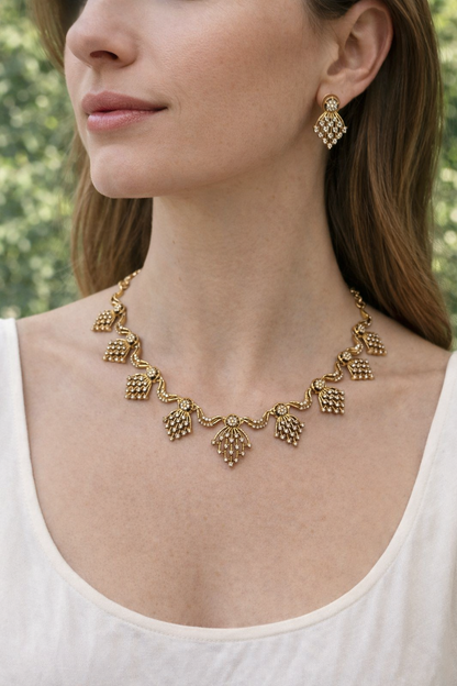 Victorian leaf Shape Necklace Set