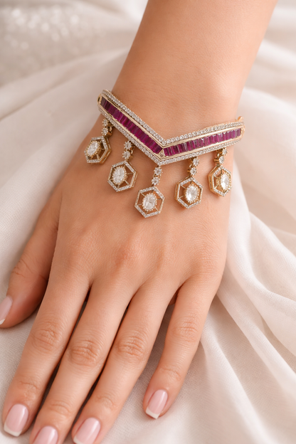 Opulent Ruby & Diamond Octagon Dangle Bracelet-G352100