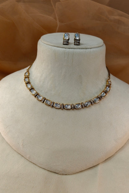 Moissanite Gold-Tone Necklace Set-G422400