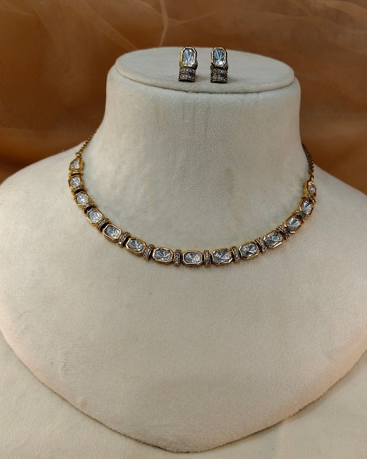 Moissanite Gold-Tone Necklace Set-G422400
