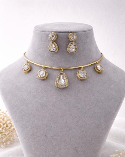 Moissanite Gold-Tone Hasli Necklace Set-G352500