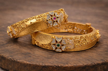 Heritage Gold Plated Bangles(Set of 2)