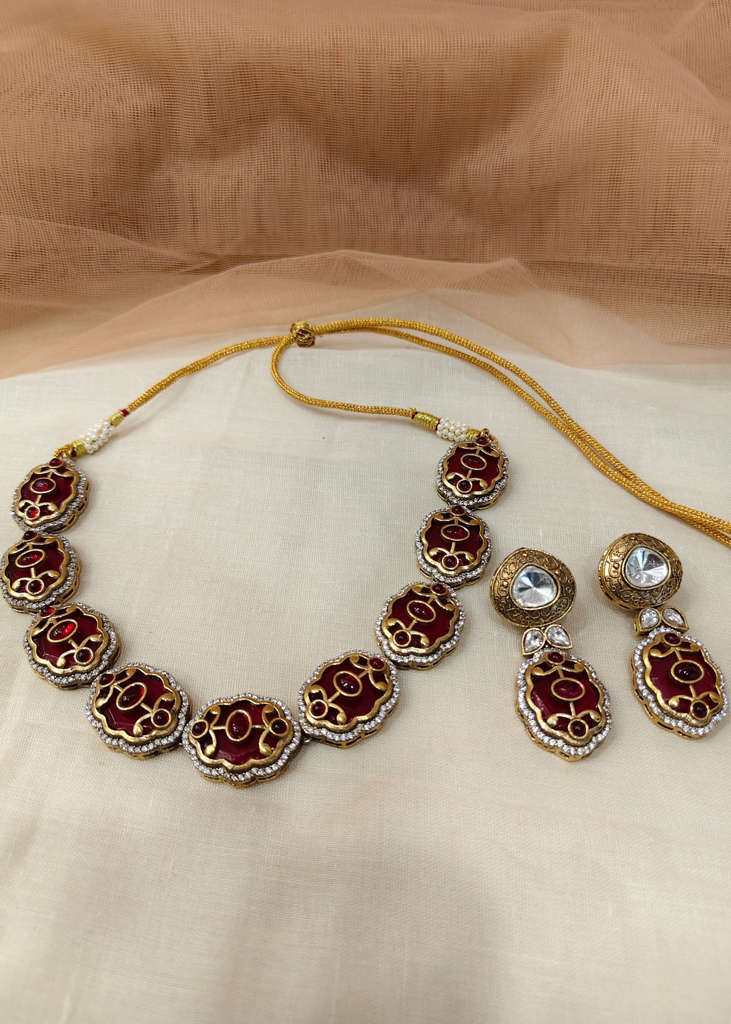 Ruby Sabyasachi Necklace Set-G353000