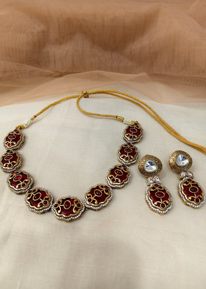 Ruby Sabyasachi Necklace Set-G353000