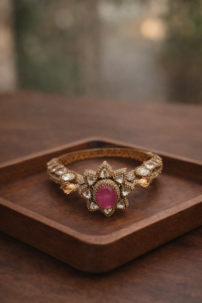 Peacock Mossonite Openable Kada Bangle