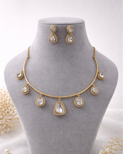 Moissanite Gold-Tone Hasli Necklace Set-G352500