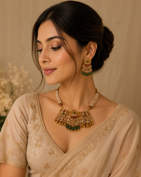 Jadau Choker Necklace Set-G454400