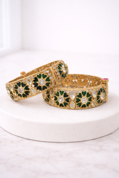 Meenakari Kundan Bangles (Set of 2)