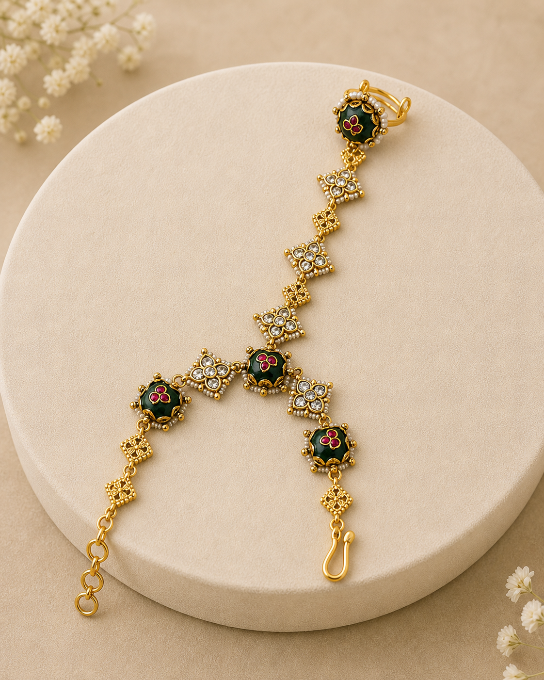 Jadav Kundan Hathphool Hand Harness Poncha