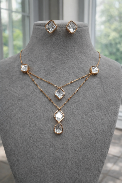 Square Mossonite Necklace Set