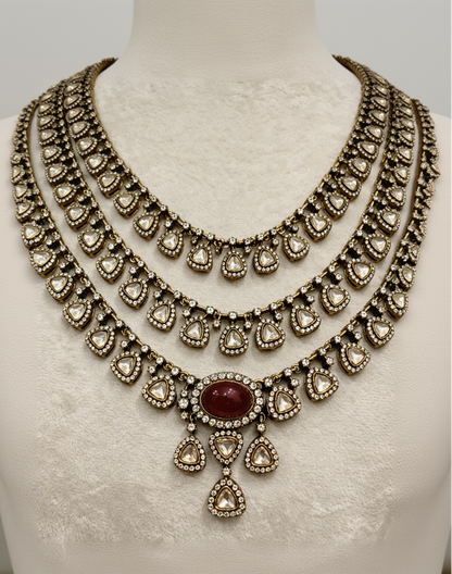 3-Layered Mossointe Bridge Necklace set-G3511200