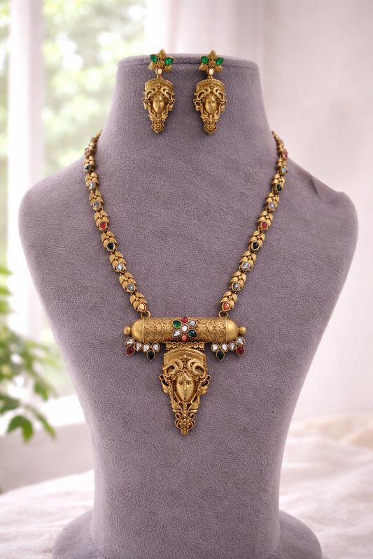 Fusion Victorian-Tone Temple Jewelry Necklace Set-G351800