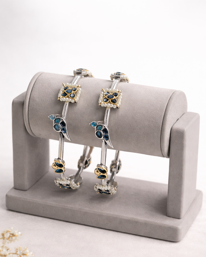 Oxidized Silver Bangles(Set of 2)-G35800