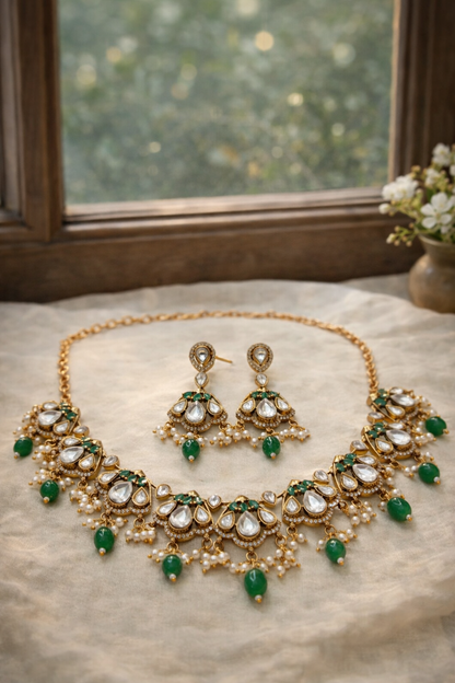 Kundan & Pearl Traditional Indian Necklace Set