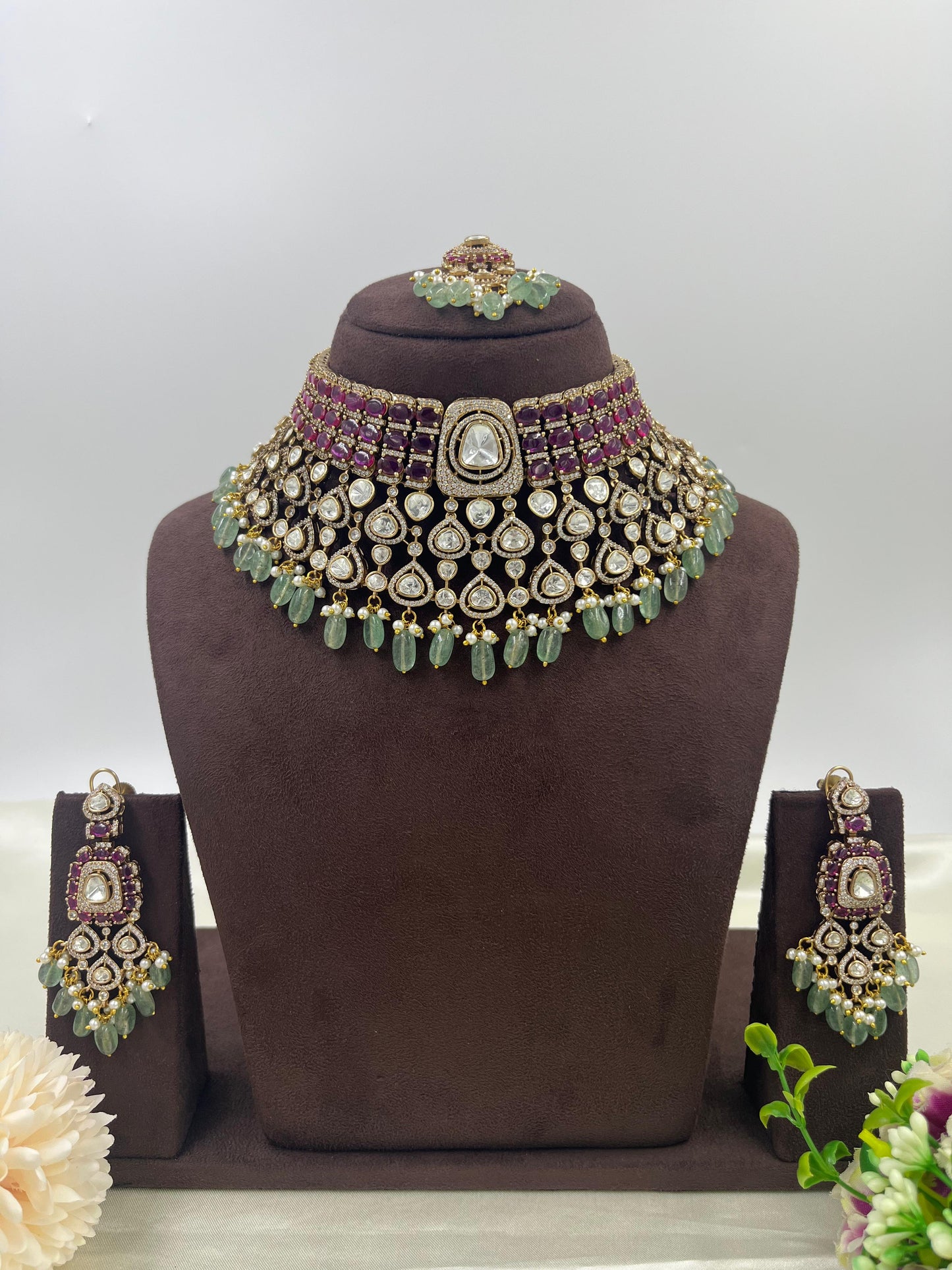 Ruby Reina Moissanite Kundan Necklace