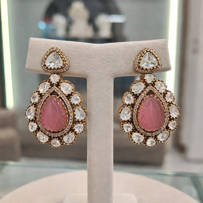 Lunara Moissanite & Pink Stone Choker Necklace Set