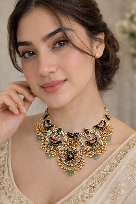 Green Onyx Heritage Choker Necklace Set-G4514800