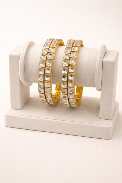 Gold Plated Kundan Bangles (Set of 4)