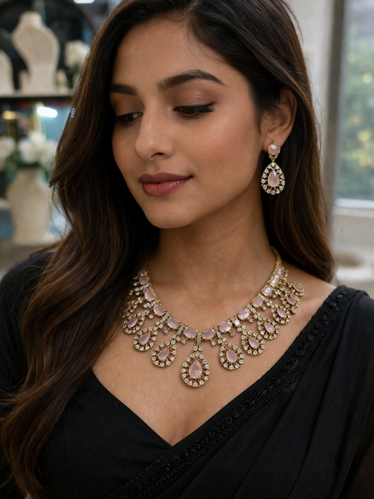 Victorian Pink chocker Necklace Set