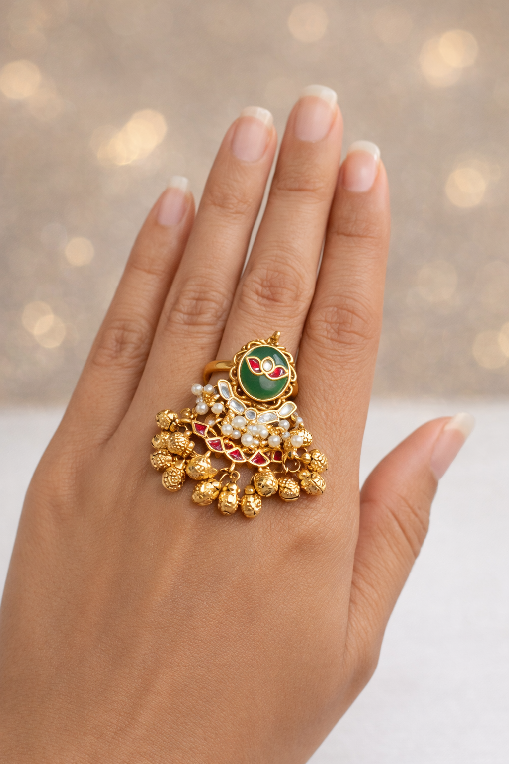 Jadau Ghungroo Statement Ring