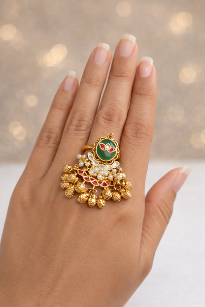 Jadau Ghungroo Statement Ring