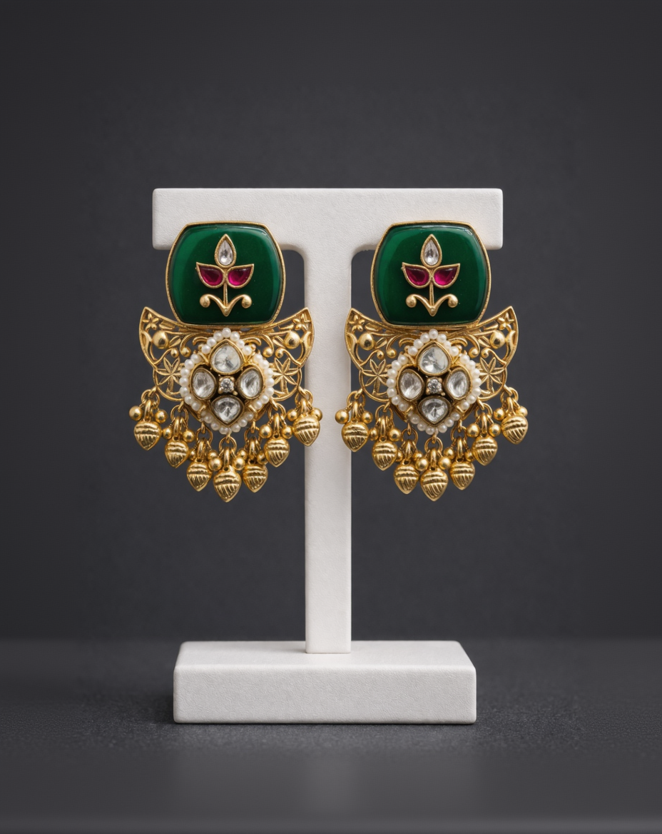 Mossonite Green Emrald Earrings-G352300