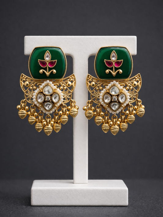 Mossonite Green Emrald Earrings-G352300