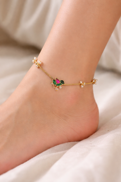 Pachi Kundan Gold-Plated Anklet(Payal)-G75800