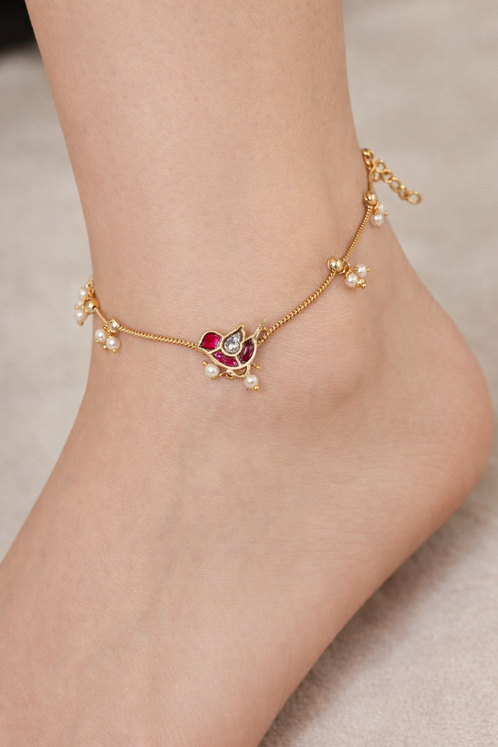 Pachi Kundan Gold-Plated Anklet(Payal)-G75800