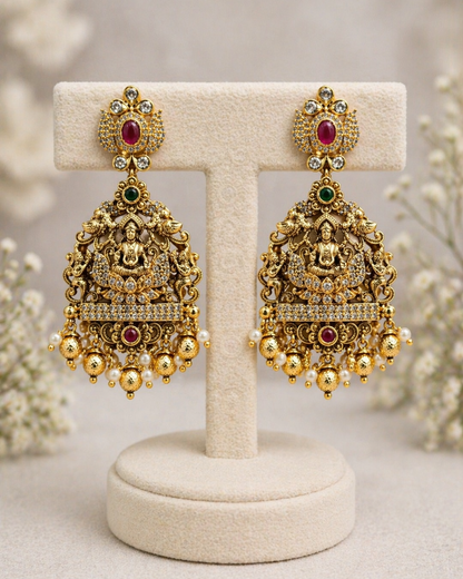 Antique Gold Lakshmi Temple Necklace Set-G353300