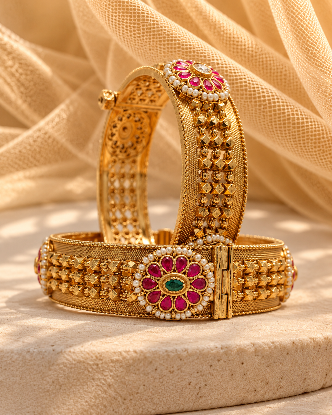 Gold plated Haritage Bangles(Set of 2)-02163