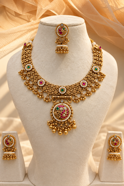 Gold plated Haritage Necklace Set-02158