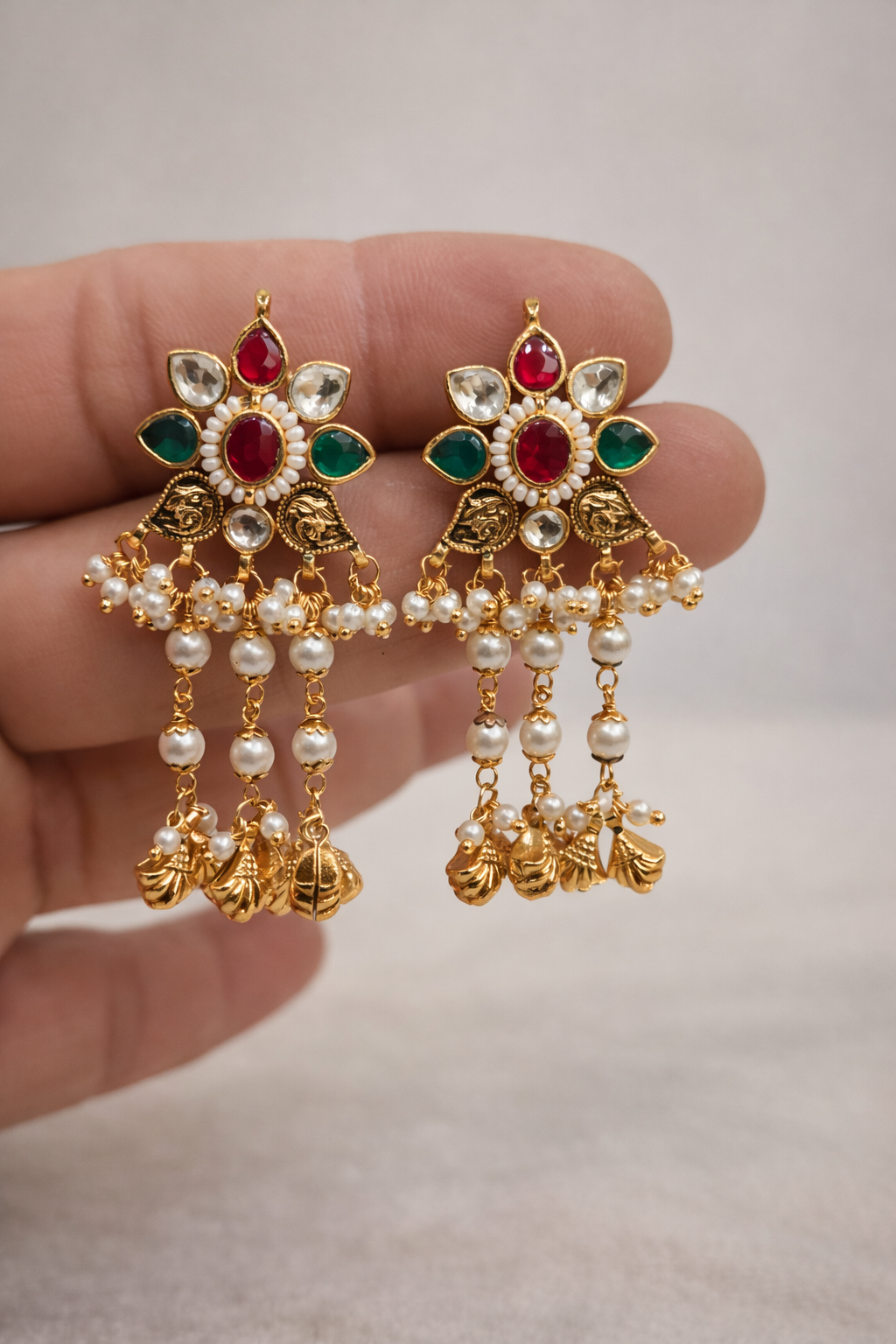 Ruby Emerald Gold-Plated Bridal Choker