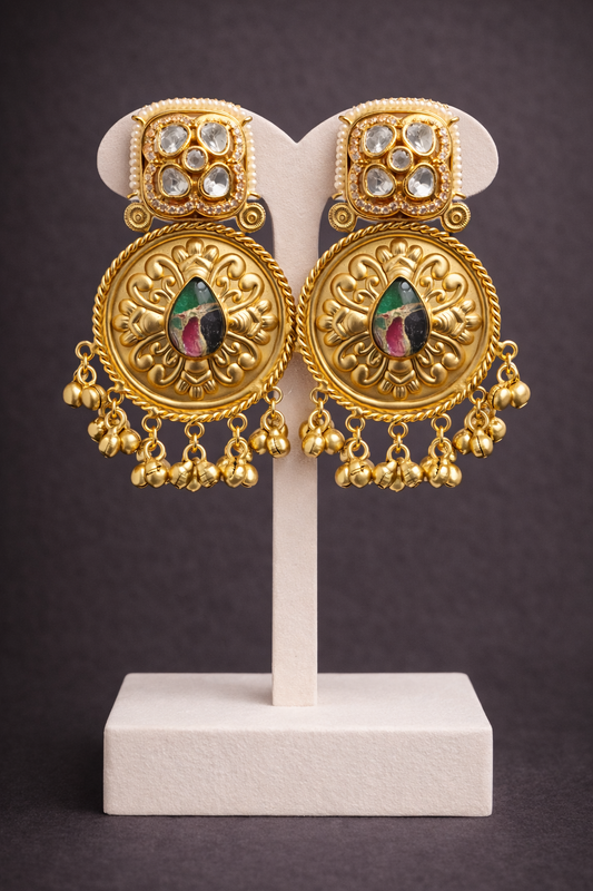 Gold-Toned Mossonite & Enamel Drop Earrings-G351100