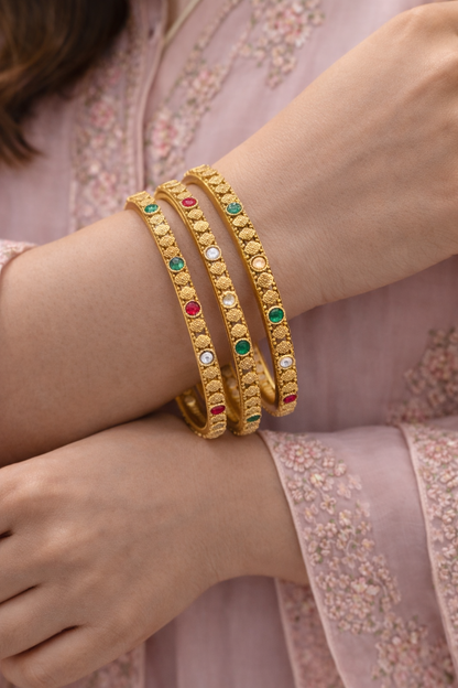 Antique Gold Polish Bangle Set